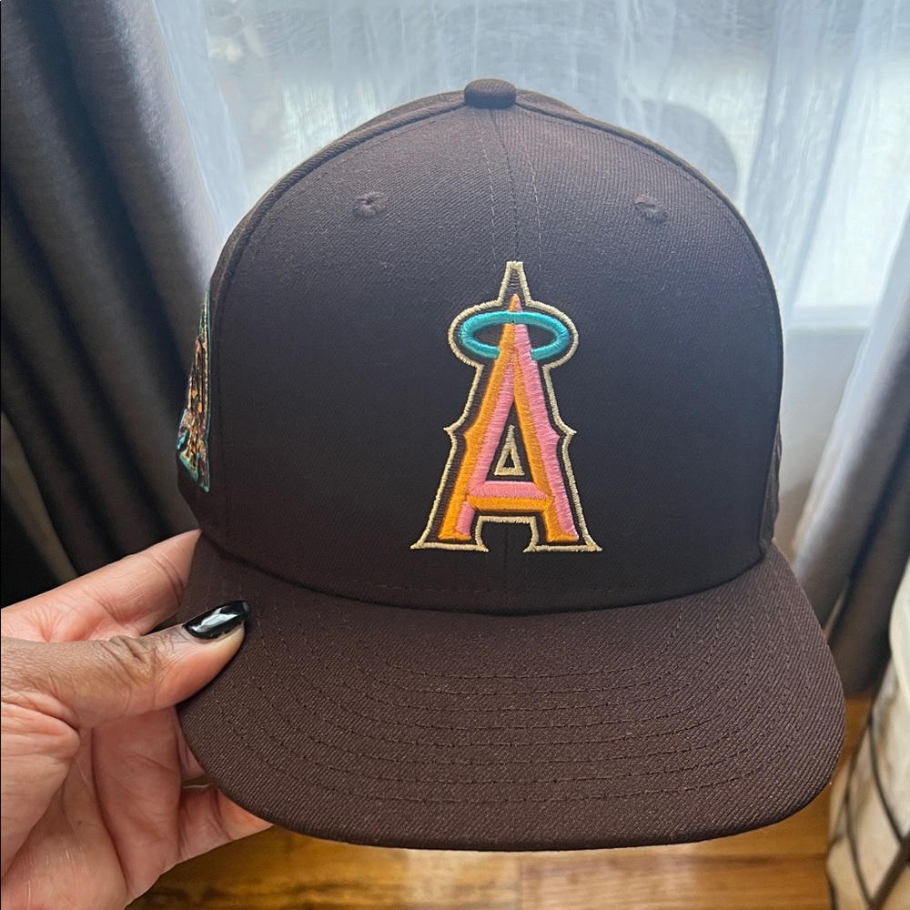 7 1/2 Angels Baseball Brown Cap with 50th Anniversary Patch